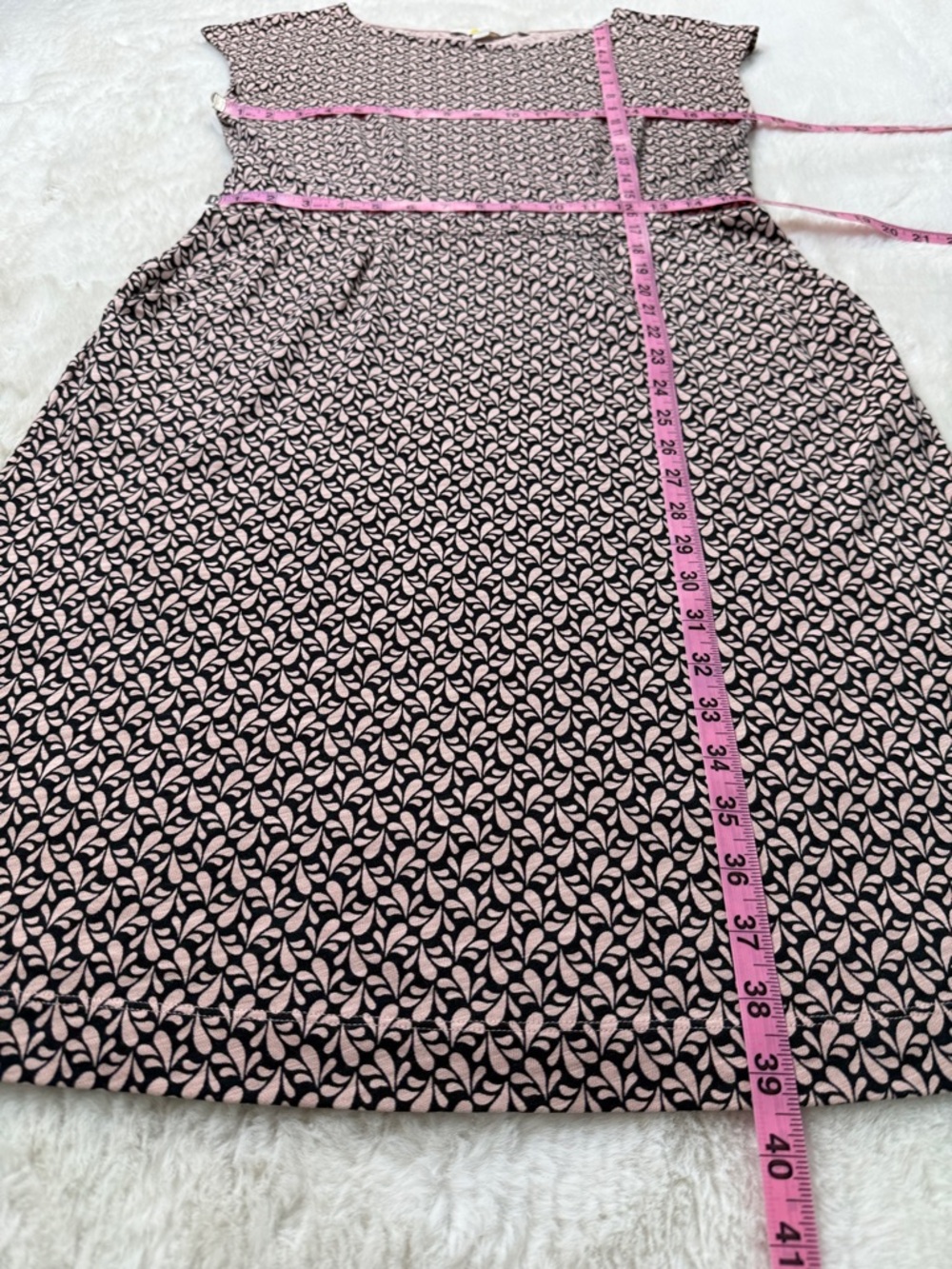 Boden Florrie Cotton Jersey Dress 8R Black Blush Pink Pockets Classic Neutral - Picture 11 of 15